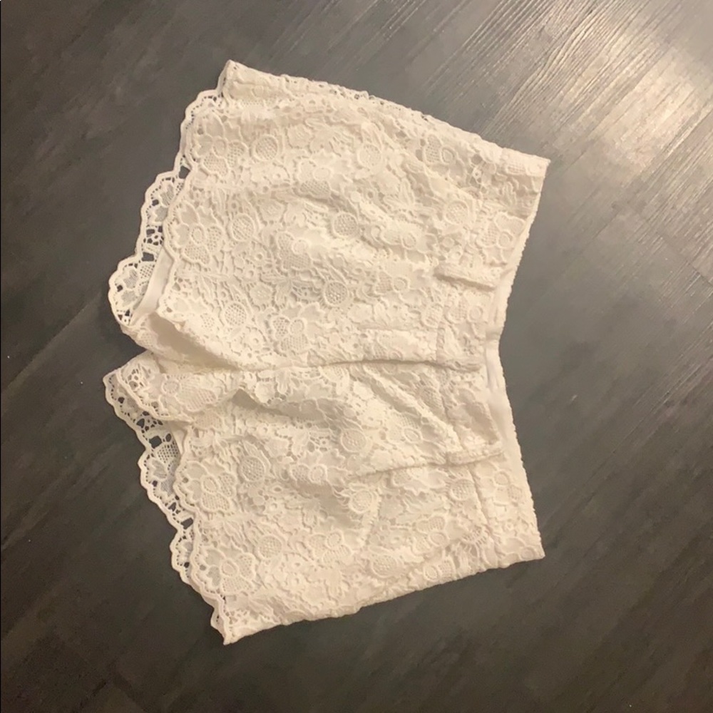 White lace shorts